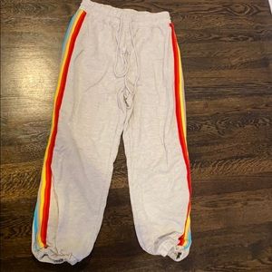 Light grey w/ rainbow side leg sweatpants